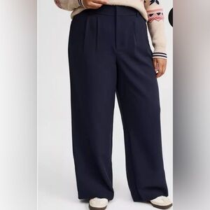 NWT Tailored Twill High-Rise Wide-Leg Pant Navy Torrid Work Pants
